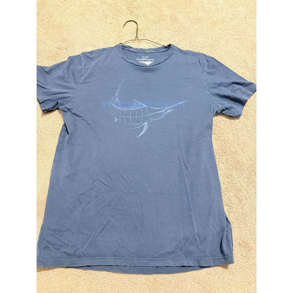 Vineyard Vines Mens Island T-Shirt Blue Pima Cotton Marlin Graphic Size M